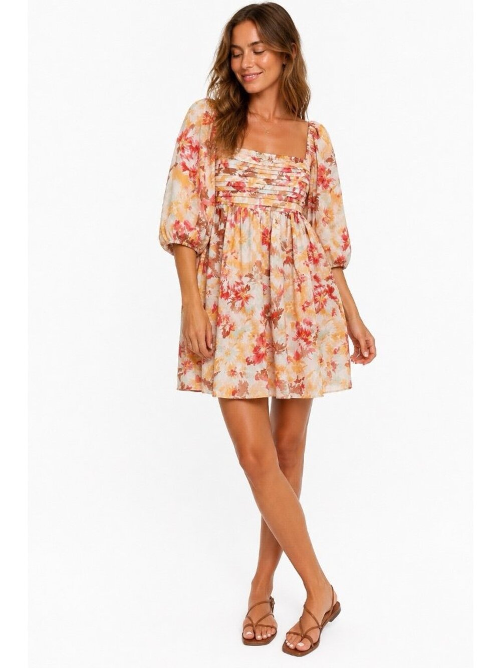 NEW ABERCROMBIE & FITCH dress mini puff sleeve floral LARGE sundress cottagecore